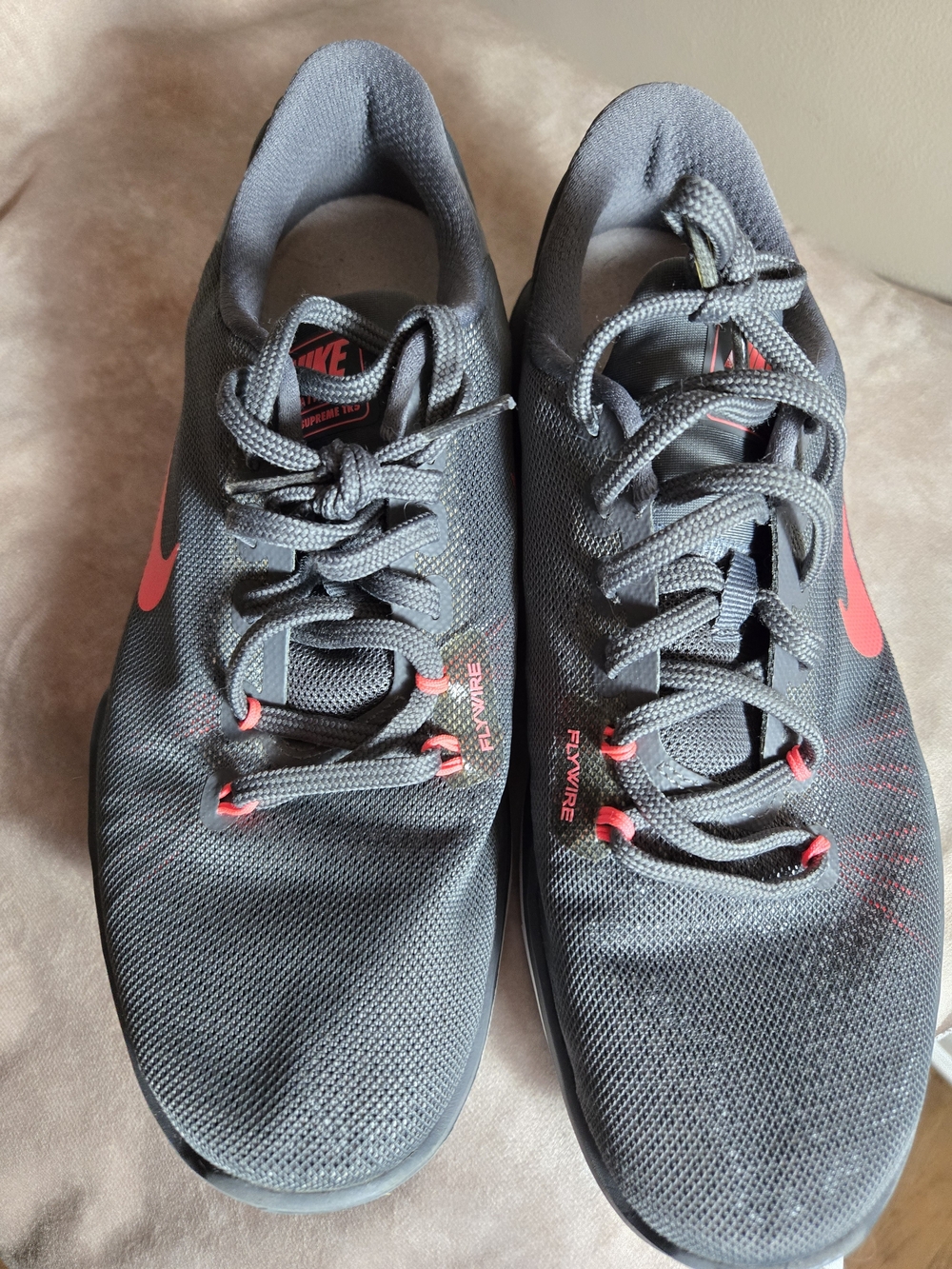 Nike Gray Running Shoes with Pink Swoosh